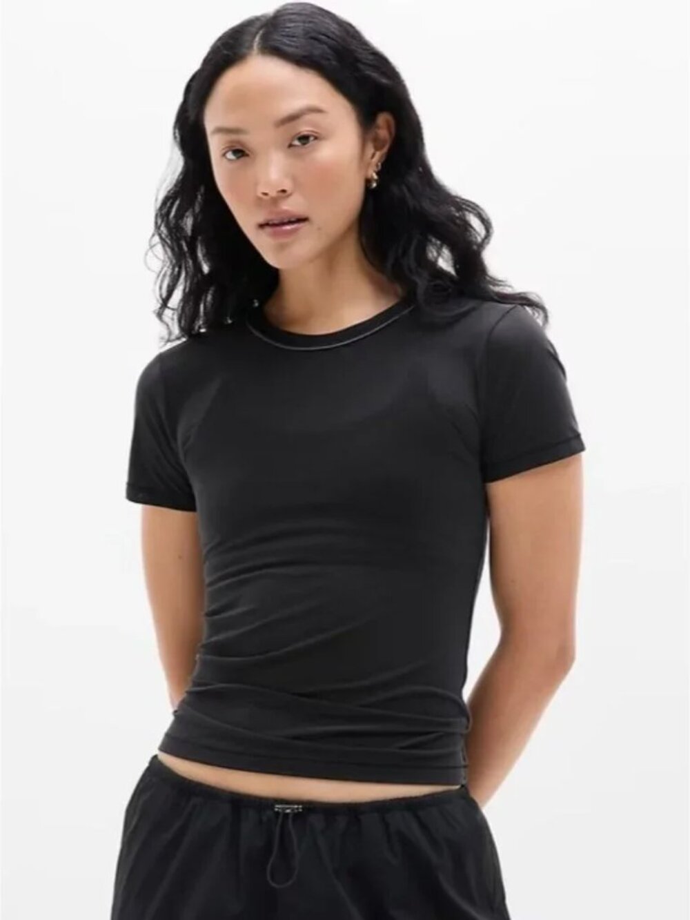 NWT Athleta Soft Powermesh Sheer Tee Black Small